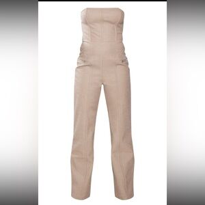 Stone Faux Leather Zip Detail Wide Leg Jumpsuit